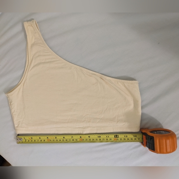 Cream One  Shoulder Crop Top - Picture 4 of 6